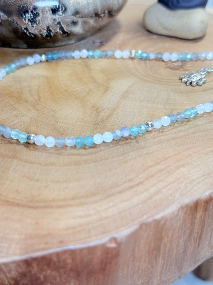 Luminous Insight-Whispers of Light Collection-4mm Faceted Crystals, Stainless Steel findings, 15” + 2” Extender