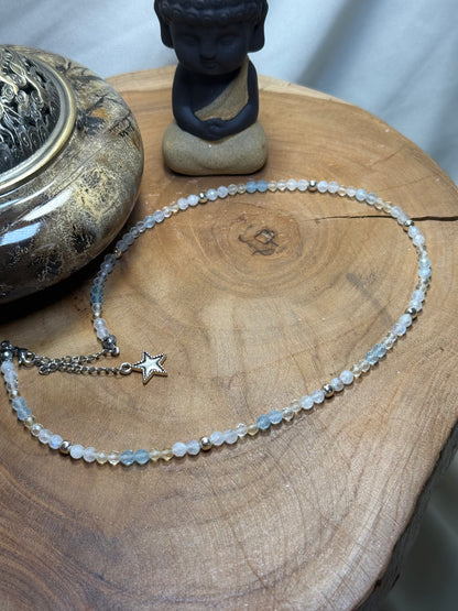 Luminous Harmony-Whispers of Light Collection-4mm Faceted Crystals, Stainless Steel findings, 15” + 2” Extender