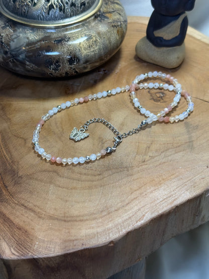 Guided Radiance-Whispers of Light Collection-4mm Faceted Crystals, Stainless Steel findings, 15” + 2” Extender