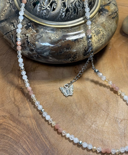 Guided Radiance-Whispers of Light Collection-4mm Faceted Crystals, Stainless Steel findings, 15” + 2” Extender
