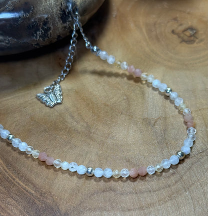 Guided Radiance-Whispers of Light Collection-4mm Faceted Crystals, Stainless Steel findings, 15” + 2” Extender
