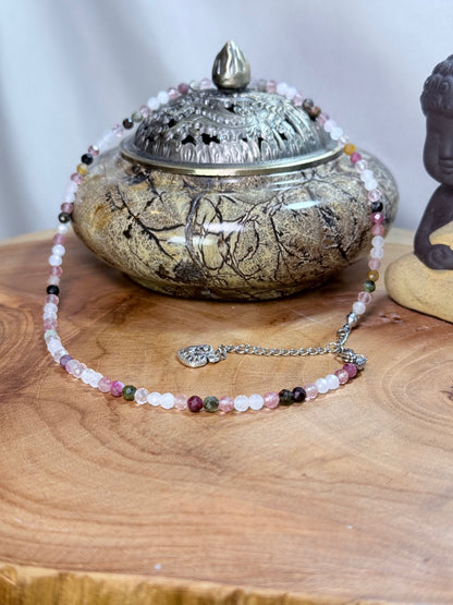 Tender Alignment Whispers of Light Collection-4mm Faceted Crystals, Stainless Steel findings, 15” + 2” Extender