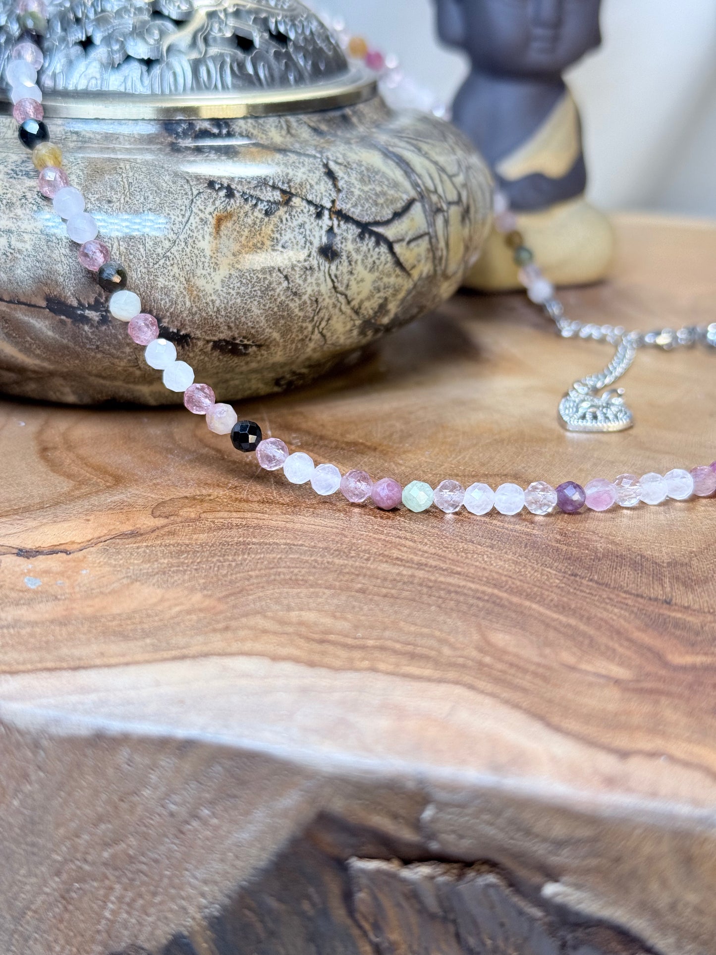 Tender Alignment Whispers of Light Collection-4mm Faceted Crystals, Stainless Steel findings, 15” + 2” Extender