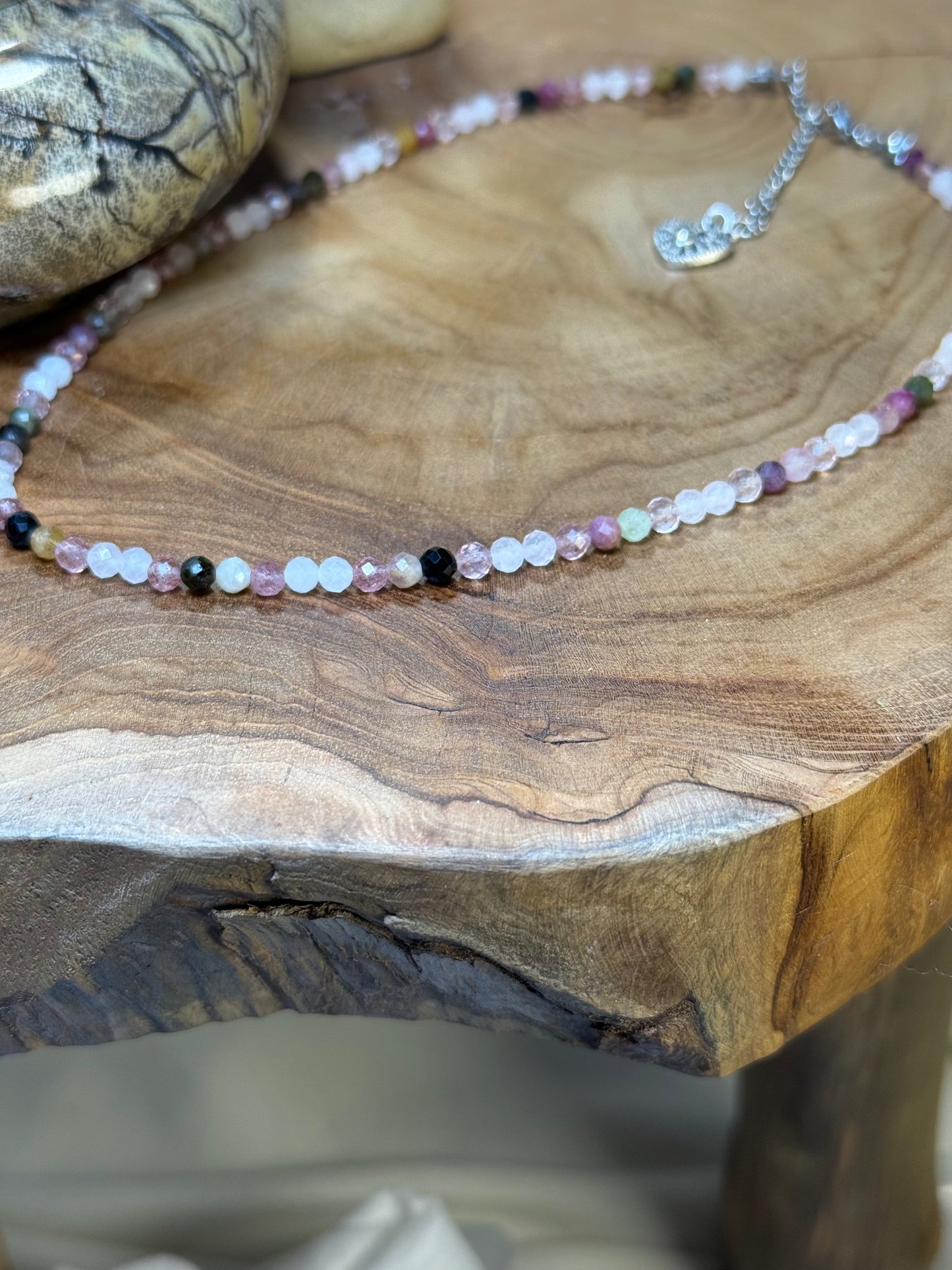 Tender Alignment Whispers of Light Collection-4mm Faceted Crystals, Stainless Steel findings, 15” + 2” Extender