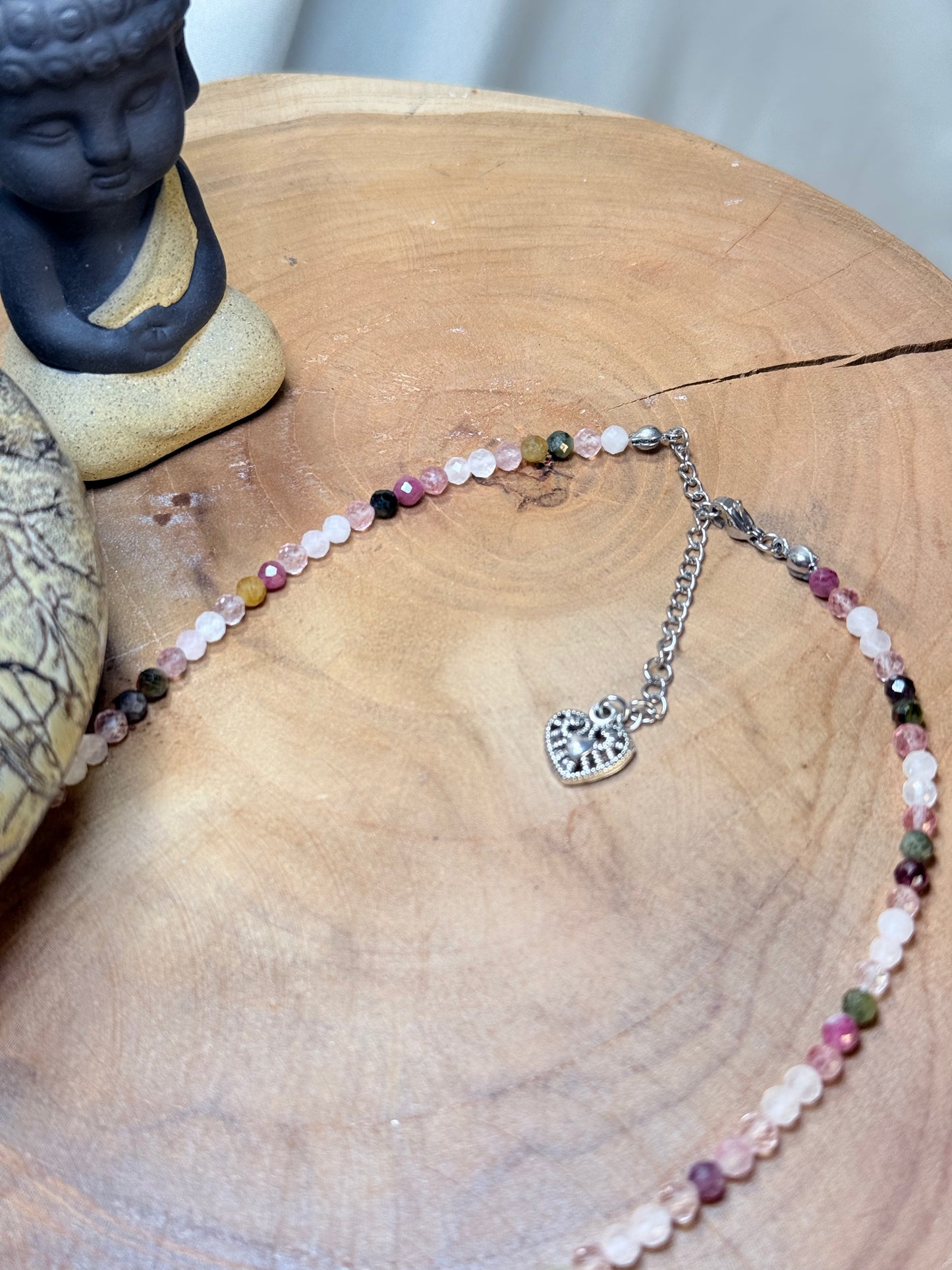 Tender Alignment Whispers of Light Collection-4mm Faceted Crystals, Stainless Steel findings, 15” + 2” Extender