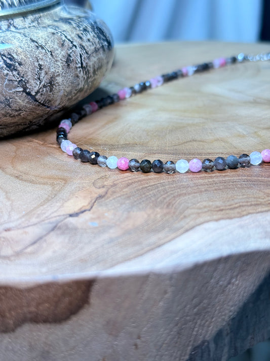 Steady Heart Whispers of light collection 4mm Faceted Crystals Stainless Steel Findings 15" = 1.5" extender