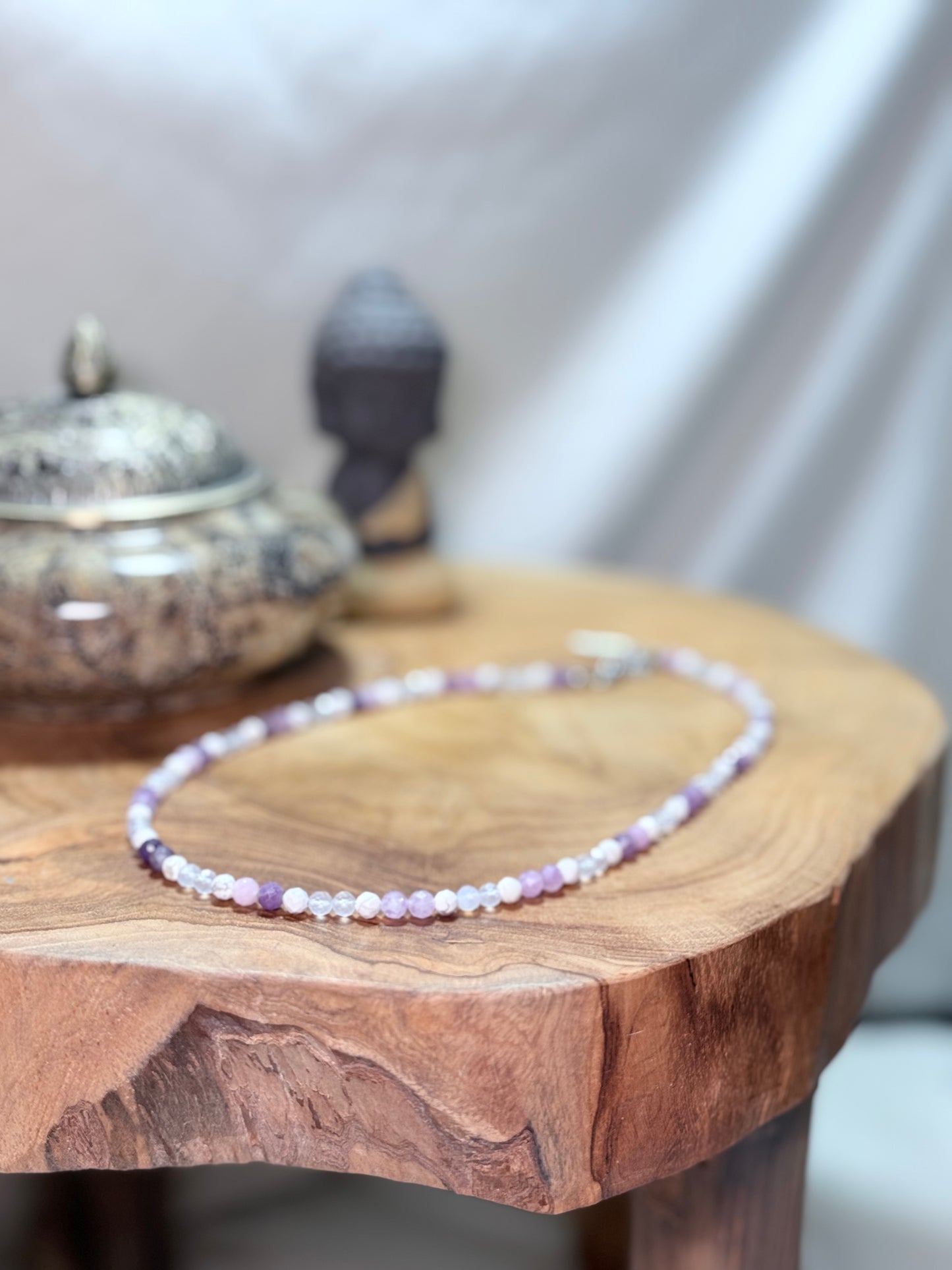 Calm Horizon Whispers of Light Collection-4mm Faceted Crystals, Stainless Steel findings, 15” + 1.5” Extender