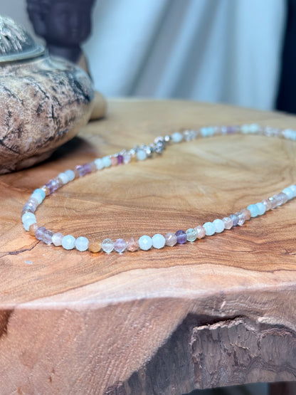 Fluid Expression Whispers of light collection 4mm Faceted Crystals Stainless Steel Findings 15" = 1.5" extender