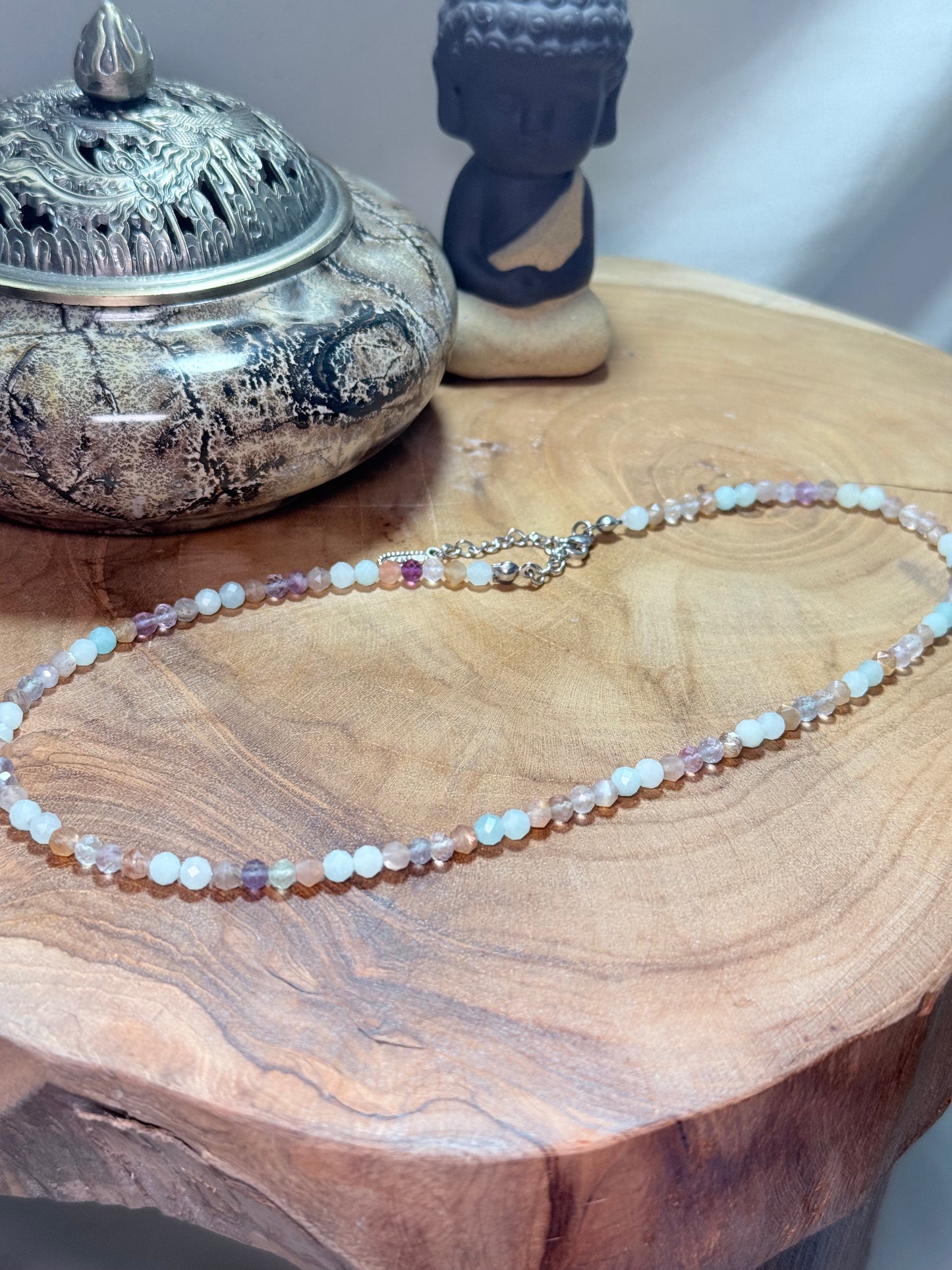 Fluid Expression Whispers of light collection 4mm Faceted Crystals Stainless Steel Findings 15" = 1.5" extender