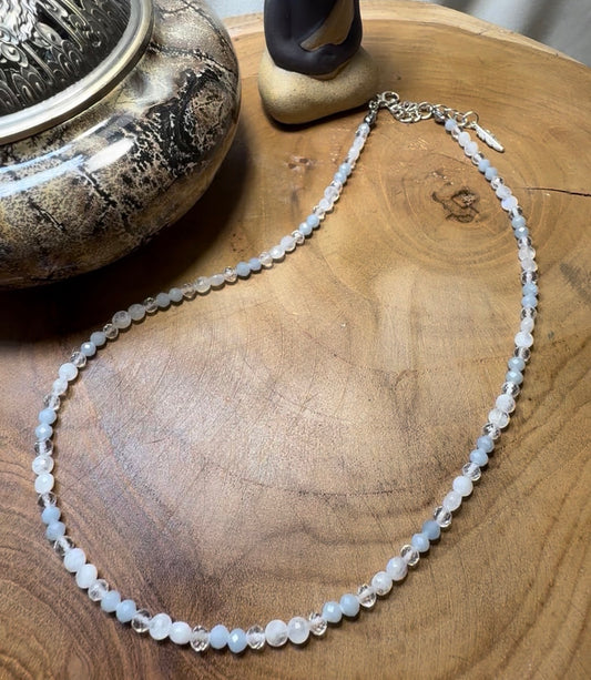Celestial Whisper Angelite - Moonstone - Clear Quartz Choker