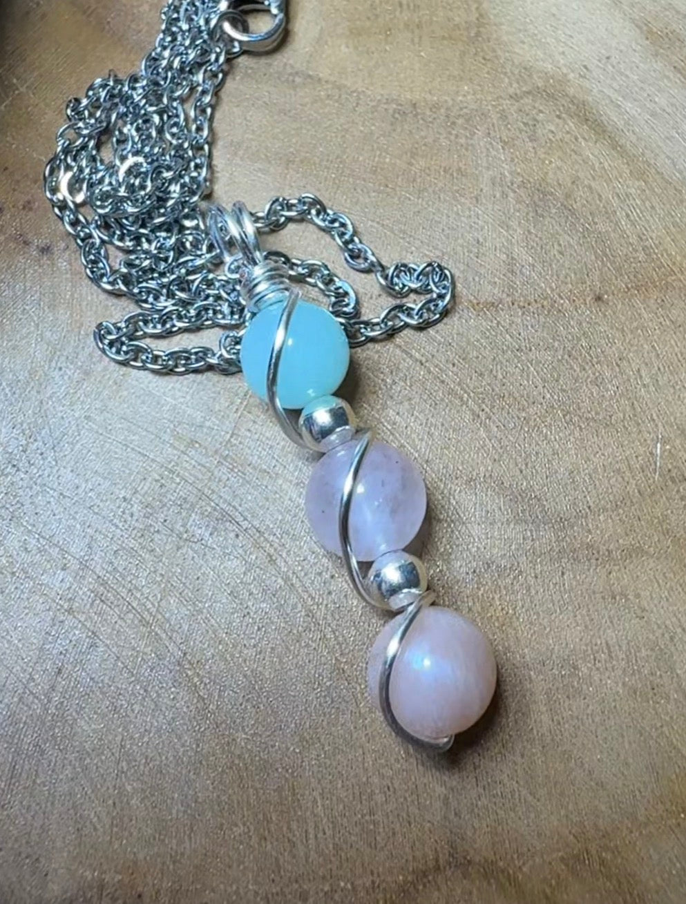 Lunar Accord Pendant – Moonstone • Rose Quartz • Amazonite Trinity Collection