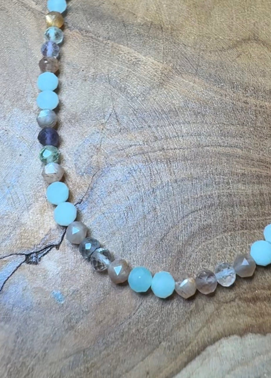 Luminous Whisper Choker – Amazonite • Fluorite • Peach Moonstone Whispers of Light Collection