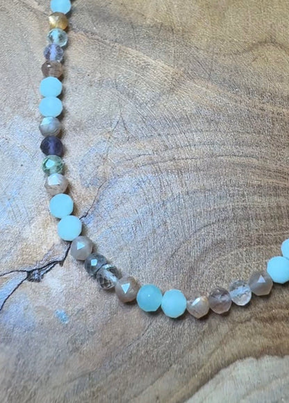 Luminous Whisper Choker – Amazonite • Fluorite • Peach Moonstone Whispers of Light Collection