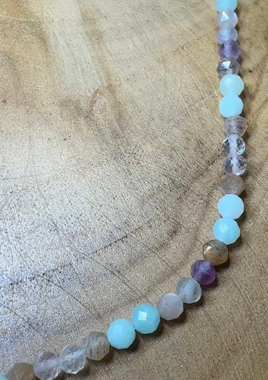 Luminous Whisper Choker – Amazonite • Fluorite • Peach Moonstone Whispers of Light Collection