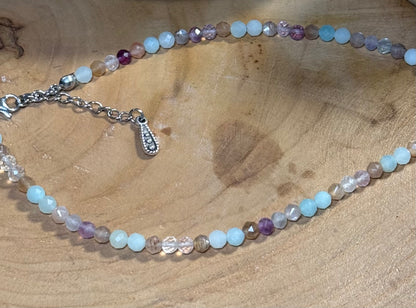 Luminous Whisper Choker – Amazonite • Fluorite • Peach Moonstone Whispers of Light Collection