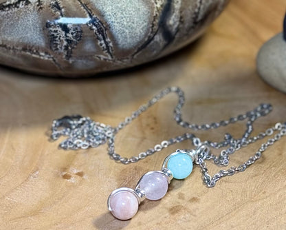 Lunar Accord Pendant – Moonstone • Rose Quartz • Amazonite Trinity Collection