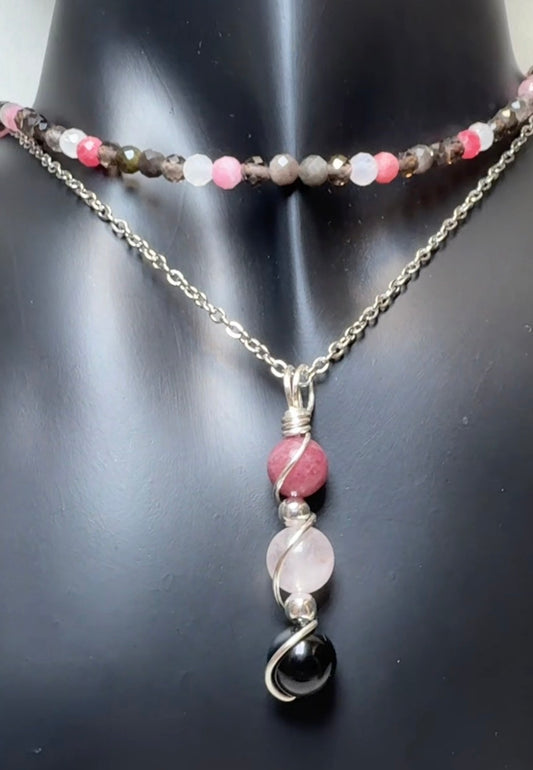 Unshakeable Heart Layered Set Velvet Shadow Trinity Pendant + Steady Heart Choker Trinity Collection + Whispers of Light Collection