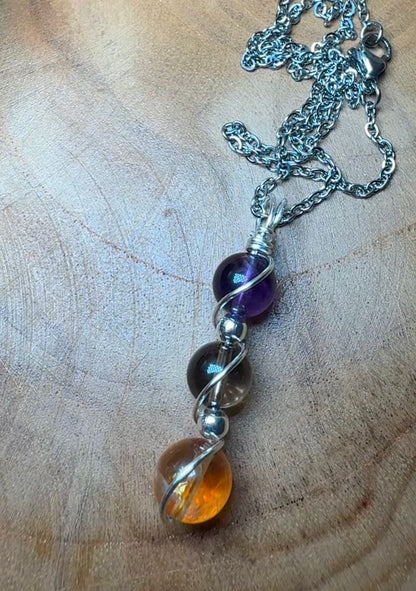 Solar Alignment Pendant Citrine • Smoky Quartz • Amethyst | Trinity Collection