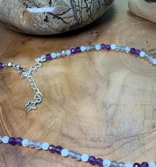 Aurora Energy Choker – Moonstone, Labradorite & Amethyst
