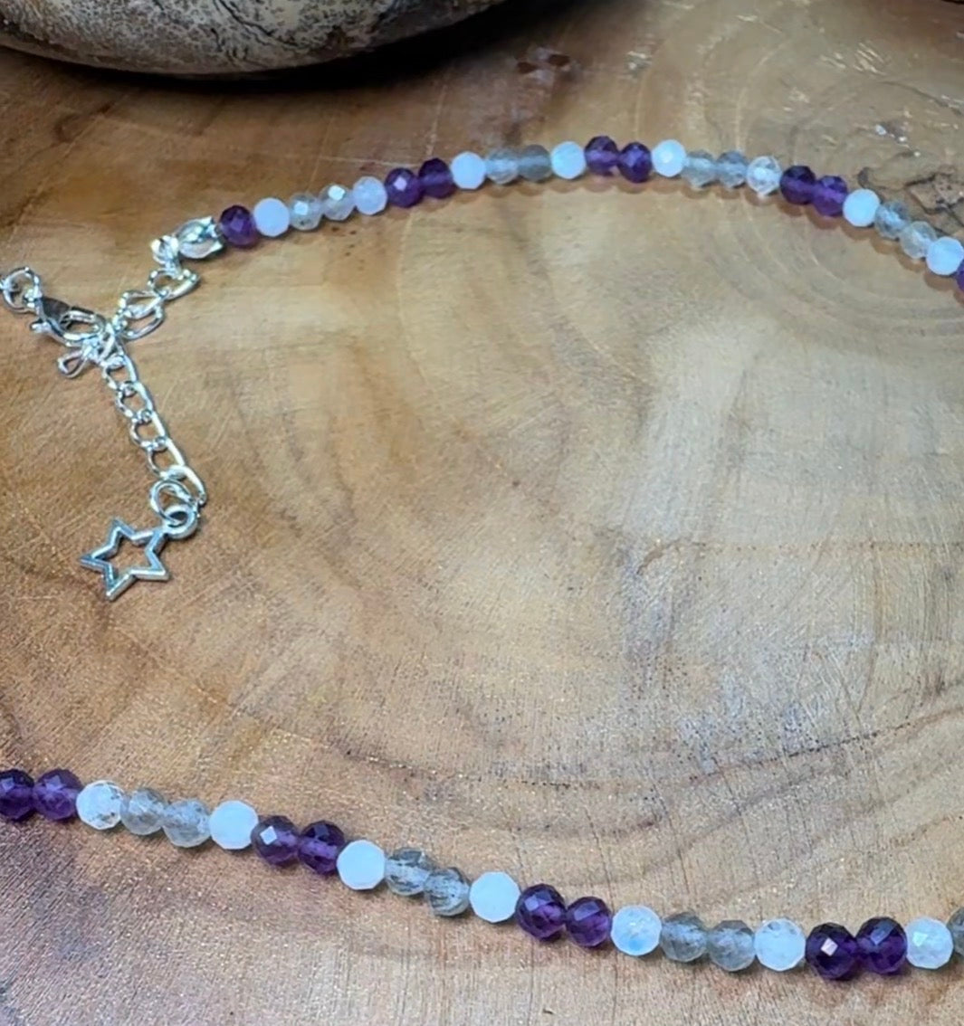 Aurora Energy Choker – Moonstone, Labradorite & Amethyst