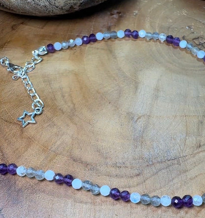 Aurora Energy Choker – Moonstone, Labradorite & Amethyst