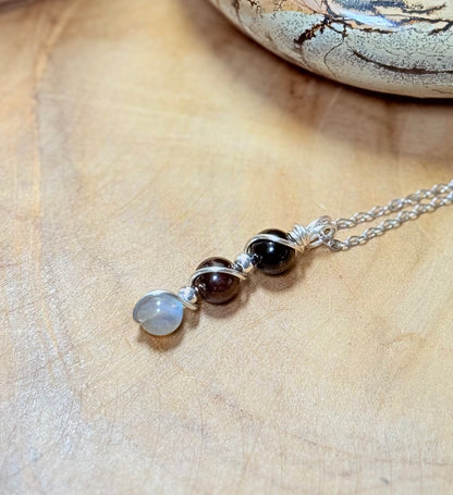 Kali: The Liberator Obsidian-Garnet-Labradorite Pendant