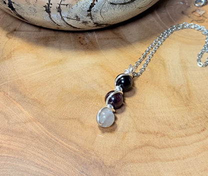Kali: The Liberator Obsidian-Garnet-Labradorite Pendant