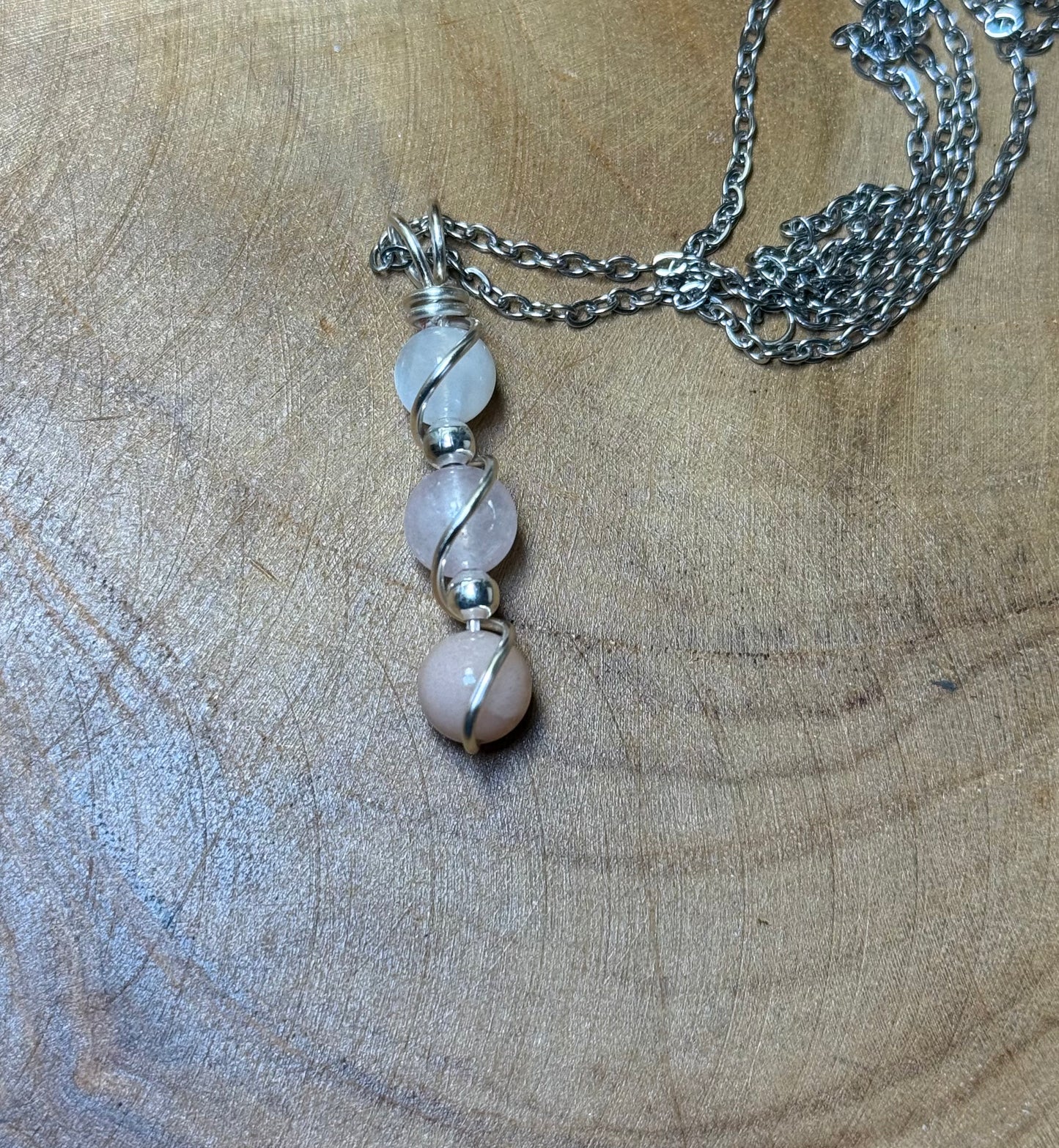 Divine Feminine Crystal Pendant | Moonstone, Rose Quartz & Sunstone Necklace