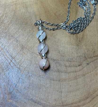 Divine Feminine Crystal Pendant | Moonstone, Rose Quartz & Sunstone Necklace