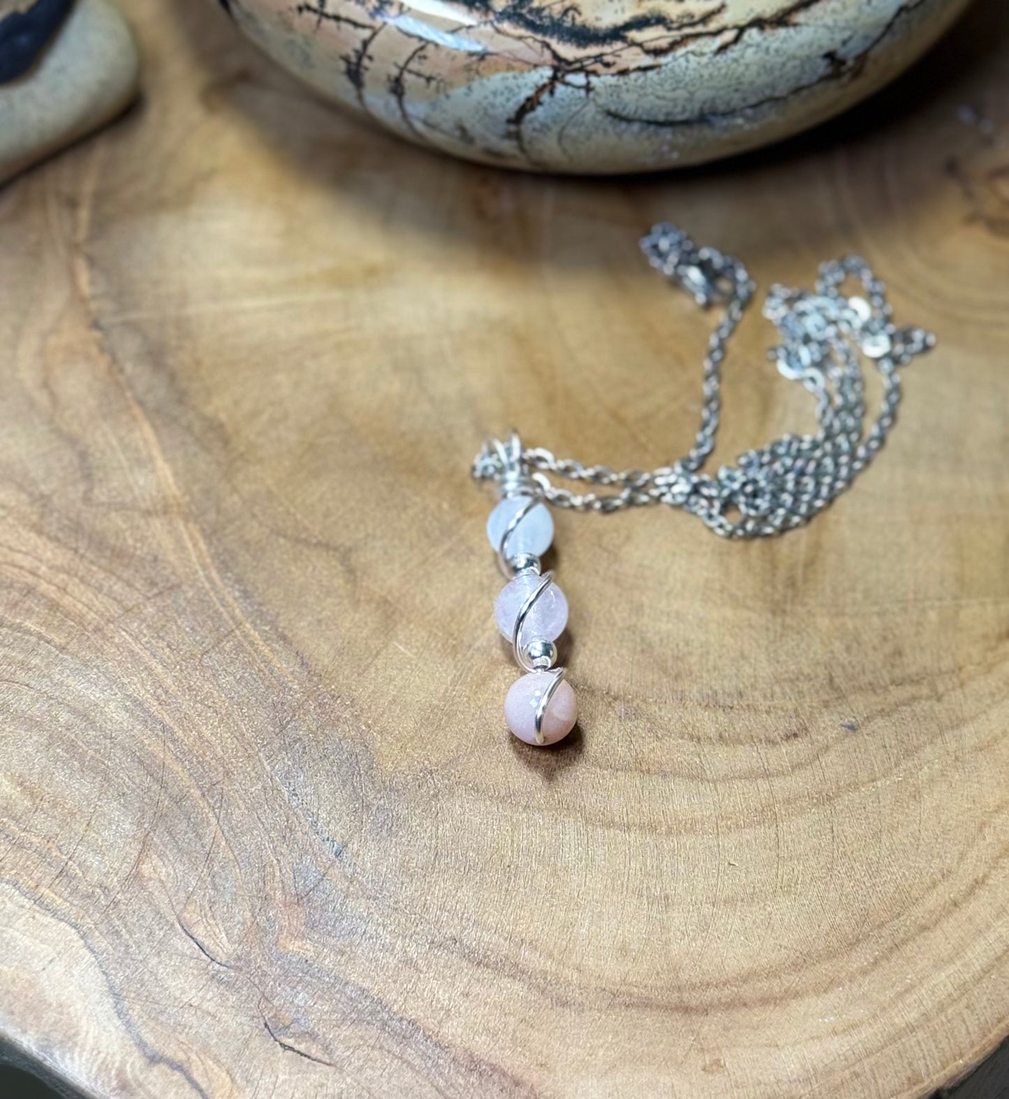 Divine Feminine Crystal Pendant | Moonstone, Rose Quartz & Sunstone Necklace