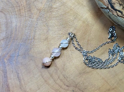 Divine Feminine Crystal Pendant | Moonstone, Rose Quartz & Sunstone Necklace