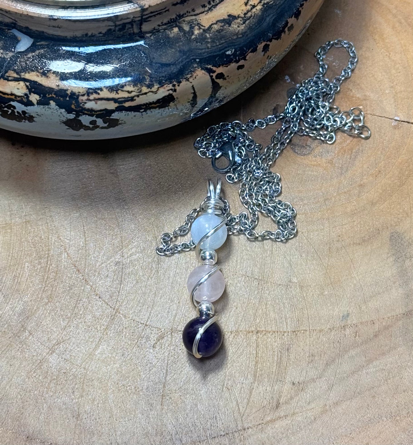 The Triple Goddess Maiden • Mother • Crone - Moonstone - Rose Quartz - Amethyst