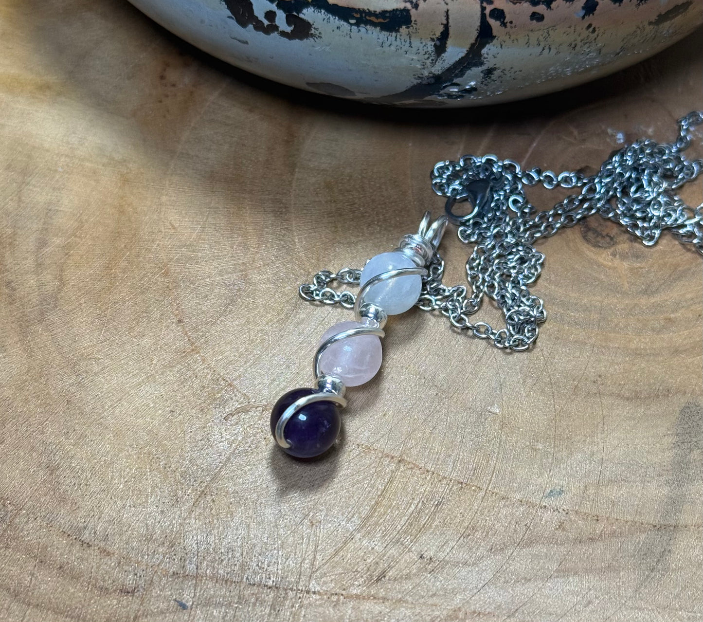 The Triple Goddess Maiden • Mother • Crone - Moonstone - Rose Quartz - Amethyst