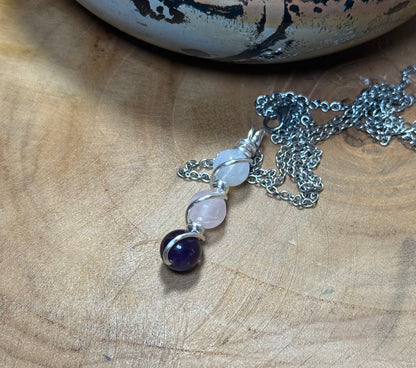 The Triple Goddess Maiden • Mother • Crone - Moonstone - Rose Quartz - Amethyst
