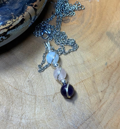 The Triple Goddess Maiden • Mother • Crone - Moonstone - Rose Quartz - Amethyst