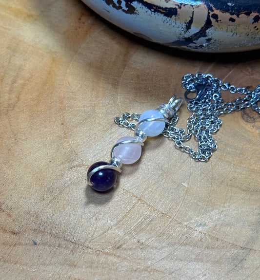 The Triple Goddess Maiden • Mother • Crone - Moonstone - Rose Quartz - Amethyst