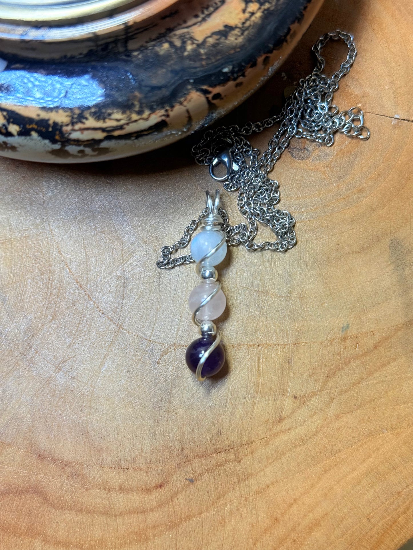 The Triple Goddess Maiden • Mother • Crone - Moonstone - Rose Quartz - Amethyst