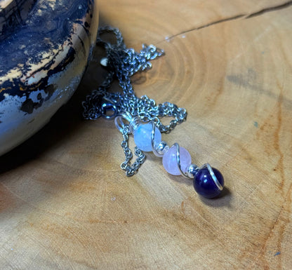 The Triple Goddess Maiden • Mother • Crone - Moonstone - Rose Quartz - Amethyst