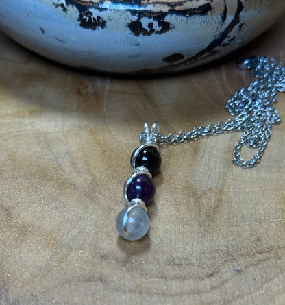 Hecate: Keeper of the Crossroads Obsidian - Amethyst - Labradorite