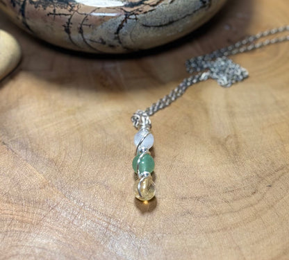 Destiny Weaver Trinity Pendant - Ctirine, Green Aventurine & Moonstone