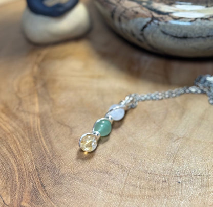 Destiny Weaver Trinity Pendant - Ctirine, Green Aventurine & Moonstone