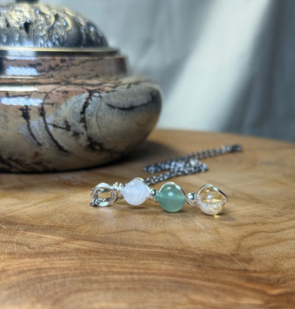 Destiny Weaver Trinity Pendant - Ctirine, Green Aventurine & Moonstone
