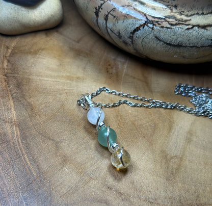 Destiny Weaver Trinity Pendant - Ctirine, Green Aventurine & Moonstone