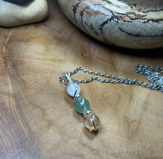 Destiny Weaver Trinity Pendant - Ctirine, Green Aventurine & Moonstone