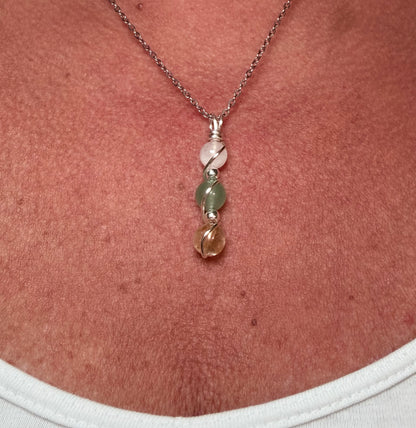 Destiny Weaver Trinity Pendant - Ctirine, Green Aventurine & Moonstone