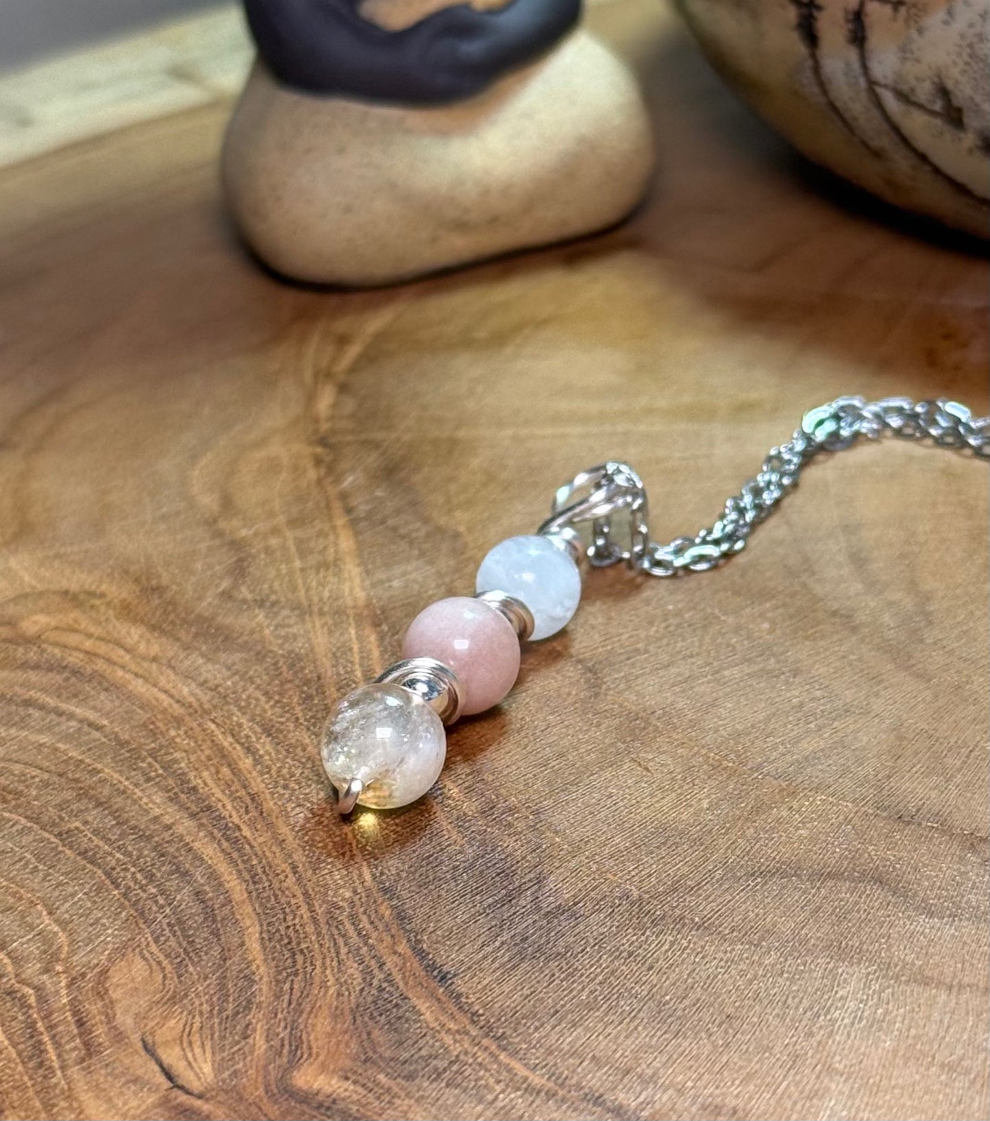 Golden Equinox Pendant – Citrine • Sunstone • Moonstone Trinity Collection