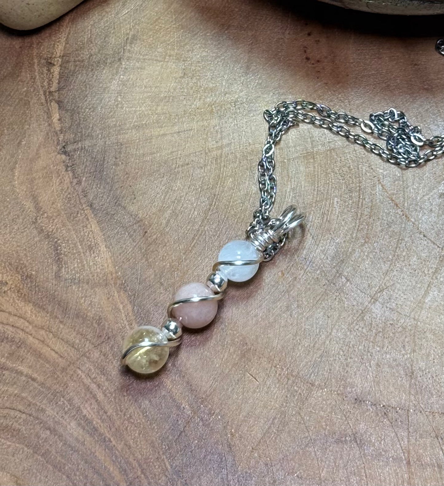 Golden Equinox Pendant – Citrine • Sunstone • Moonstone Trinity Collection