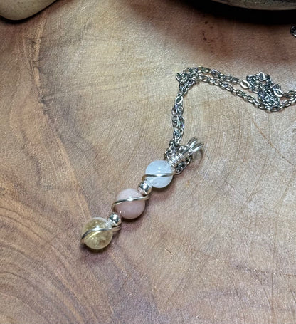 Golden Equinox Pendant – Citrine • Sunstone • Moonstone Trinity Collection