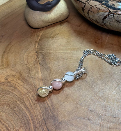 Golden Equinox Pendant – Citrine • Sunstone • Moonstone Trinity Collection