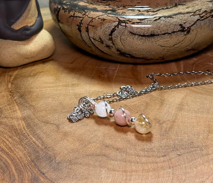 Golden Equinox Pendant – Citrine • Sunstone • Moonstone Trinity Collection